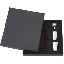 Hip Flask Gift Set Box with Refill Funnel and 2 Stainless Steel Shot Glasses - Metallic Grey Finish - Fits 12 oz Flask (Not Included)