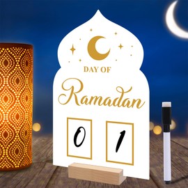 TZEKING Ramadan Advent Calendar, 30 Days Eid Advent Calendar, DIY Hand Written Countdown Calendar, Acrylic for Ramadan Decoration, Countdown