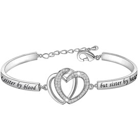MYSOMY Not Sister by Blood but Sister by Heart Bracelet Best Friends Gifts for Sister in Law Soul Sister Gifts Unbiological Sister Gifts (White Gold)