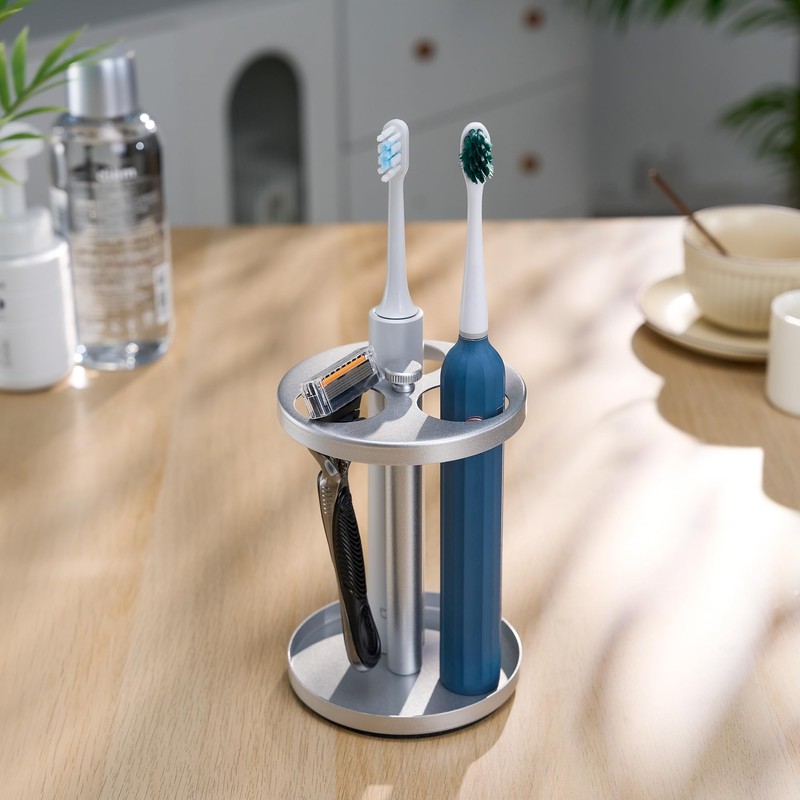 Electric Toothbrush Holder Stand for Bathroom: Stainless Steel Ventilated Organizer