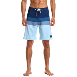 AXESEA Mens Swim Trunks Quick Dry Surf Long Elastic with Pockets Swimwear Bathing Suits No Mesh Lining