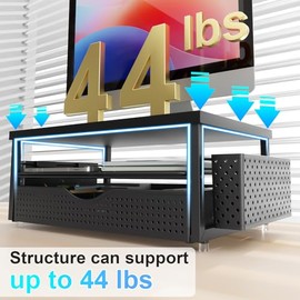 gianotter Soporte elevador de madera para monitor, organizador de estante de escritorio de oficina, organizador de escritorio con cajn y soporte para 