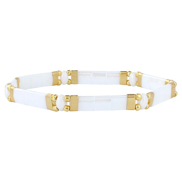 KELITCH Women's Tila Beads Bracelets Colourful Friendship Stackable Stretch Bracelets,