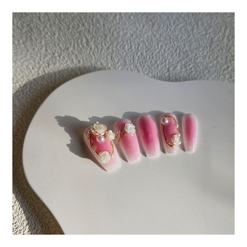 Antique Rose Wall Handmade Nail Tips - Ballerina M /