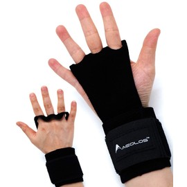 AEOLOS Leather Gymnastics Hand Gloves-Great for Gymnastics,Pull up,Weight Lifting,Kettlebells and Cross Training (black M)