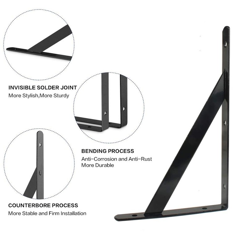 Eau 6 Pack Heavy Duty Shelf Brackets, 8 x 5