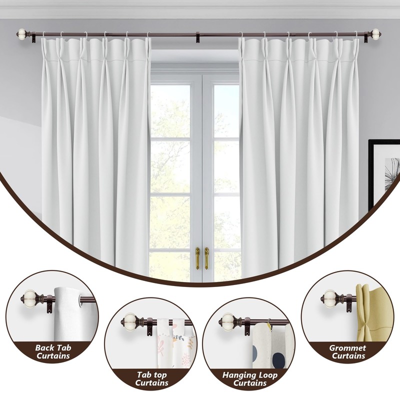 Ceramic Curtain Rods for Windows 66 to 120 Inch,1 Inch