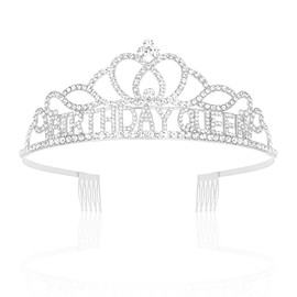 CIEHER Silver Birthday Queen Tiarras Birthday Decorations Birthday Gifts for Women Girls