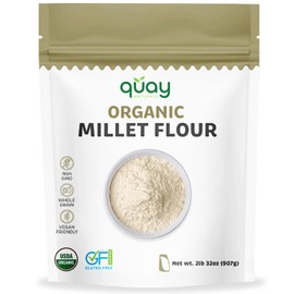 Quay Naturals Organic Millet Flour 2lb | USA-Grown & Milled | Stone-Ground, Gluten-Free, Non-GMO | Vegan, Paleo, High Fiber