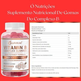 O NUTRITIONS O NUTRITIONS Vitamin B Complex Vegan Gummies with Vitamin B12, B7 as Biotin, B6, B3 as Niacin, B5, B6, B8, B9 as Folate for Stress, Energy and Healthy Immune System (2 Pack)