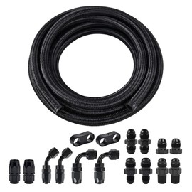 EVIL ENERGY 10AN Fuel Line Kit, 10AN Hose Nylon Braided Fuel Line Hose Fitting Kit CPE Transmission Cooler Line 10FT