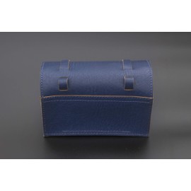 London Craftwork Classic Square Saddle Bag / Handlebar Bag Natural Leather Blue - Motorcycle Bag for Motorcycle, Moped, Motorcycle - 1.3 Litres, Blue