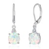 Datiny Round-Cut White Opal Dangle Earrings Trendy 14k White Gold