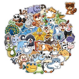 100 Pieces Animal Stickers Cute Stickers for Kids Boys Teens Small Stickers Vsco Vinyl Waterproof Kawaii Colorful Stickers for Water Bottle Laptop Truck Skateboard Guitar