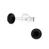 Jet Black Crystal Diamond Cut Sterling Silver Stud Earrings 4MM