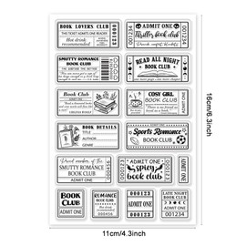 INFUNLY Clear Silicone Stamps - Book Club Art Labels for Scrapbooking, Journals & Cards