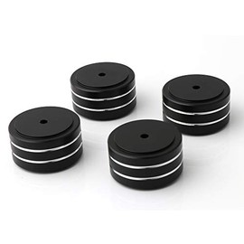 Monosaudio 4pcs 40x20mm Speaker Spikes Adhesive Bumper Feet Isolation Stands with Non-Slip Rubber Rings for Speakers, Subwoofers, Home Theater, Turntable DAC Feet Pad (Black Colour)