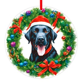 D24TIME Black Labrador Dog Christmas Ornament for Christmas Tree Decoration Acrylic Labrador Retriever Gifts for Women Dog Lover Xmas Present Chocolate Lab Pet Xmas Tree Ornaments for Retriever Lovers