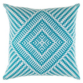 TreeWool (Pack of 2 Decorative Throw Pillow Covers Kaleidoscope Accent in 100% Cotton Canvas (18 x 18 Inches, Turquoise)