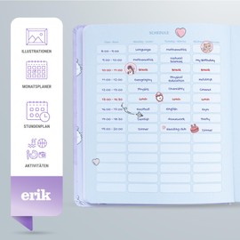 Grupo Erik School Planner 2024 2025 Anime Calendar 2024 Book Calendar Day to View - Planner 2024 2025 Students - School Appointment Calendar 2024/2025 Ring Binder Homework Book 2024/2025