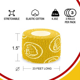 WOD Nation Weightlifting Hook Grip Tape - Bulk 12 Pack (23ft/Roll) Comfortable & Stretchy Athletic Thumb Tape for Weight Lifting, Excercise & Cross Training - Protect Thumb, Wrist & Finger -Yellow