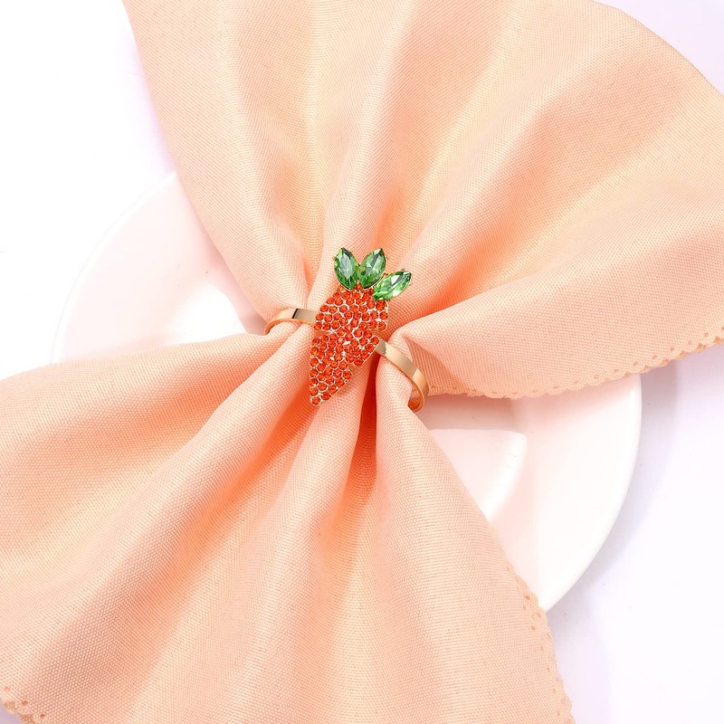 9PCS Easter Napkin Rings, Rhinestone Easter Bunny Napkin Holder Rings