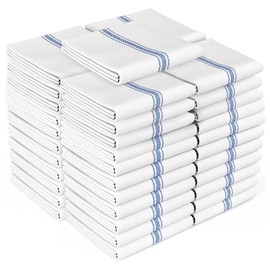 Zeppoli Classic Kitchen Towels - 45 Pack 100% Natural Cotton Towel Set, Reusable Wash Cloths, Absorbent Dish Towels, Machine Washable Hand Towels, Kitchen Essentials -14” by 25”, Blue Striped