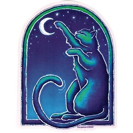 Dye the Sky Moon Cat - Window Sticker/Decal (4.5" X 6")