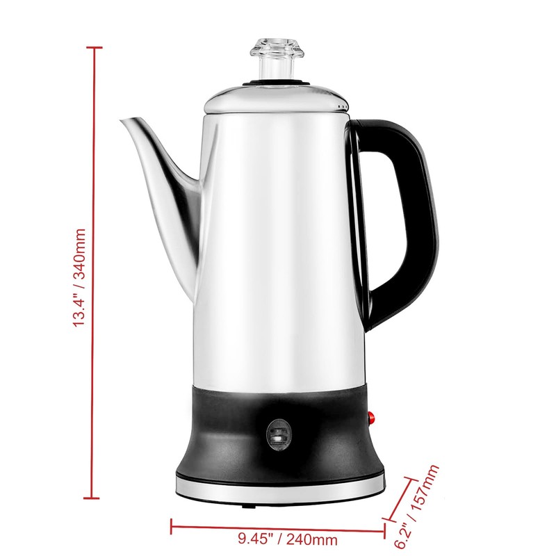 Happybuy 12-Cup Electric Coffee Percolator with Stainless Steel Construction, Heat-Resistant