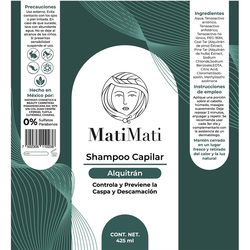 Shampoo Capilar Alquitrán Psoriasis, Caspa Matimati 425ml