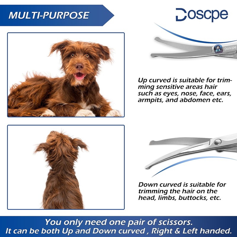 Doscpe Curved Dog Grooming Scissors 7.28 inches Round Tips Pet