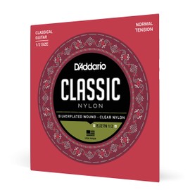 D'Addario Classical Guitar Strings - Classic Nylon Guitar Strings - EJ27N 1/2 - Guitalele Strings - Silver Plated Wrap, Nylon Core, 1/2 Clear Student Nylon Trebles - Normal Tension 1/2 Scale, 1-Pack