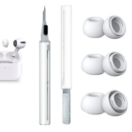 YUWAKAYI [3 Pares] Almohadillas de Repuesto para AirPods Pro y AirPods Pro 2 con Orificio de Reducción de Ruido (S/M/L), Kit de Limpieza 3 en 1 para AirPods Pro/Pro 2