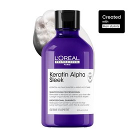 L'Oréal Professionnel Keratin Alpha Sleek Shampoo Profesional | Sin sulfatos | Para 2 semanas de control de frizz y suavidad | 300ml
