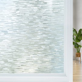 Haton Window Privacy Film, Frosted Glass Window Film, Static Cling UV Blocking Removable Window Clings, Opaque Window Stickers, Vinyl Window Coverings for Home Office, Non Adhesive 17.5 x 157.4 Inches