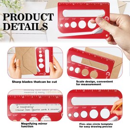 15 Pcs Letter Opener Envelope Slitter, Mail Opener Tool, Envelope Opener Slitter, Envelope Opener for Office, Letter Opener with Hidden Blade, Scale and Magnifying Glass