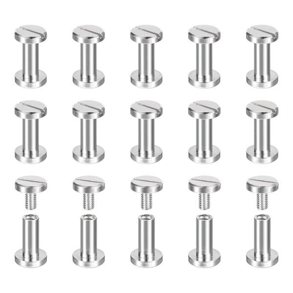 sourcing map 30Pack Brass Chicago Screws, 9x8mm Flat Head Screw