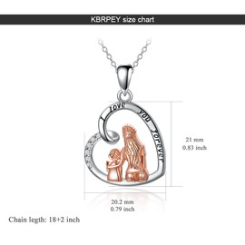 KBRPEY Mother and Daughter Necklace Mum Necklace Gifts for Mum Heart Pendant Necklace Original Design Meaningful Jewellery Gifts for Mother Daughter, Metal, Zircon