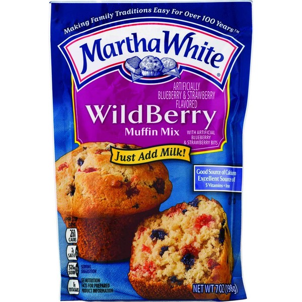 Martha White Muffin Mix, Wildberry, 7-Ounce Packages (Pack of 12)