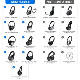 Aurivor Replacement Ear Pads Cushions for Bose QuietComfort 25 35 35II 15 2 (QC-25 QC-35 QC-35II QC-15 QC-2) SoundLink/SoundTrue Around-Ear II AE2 Headphones