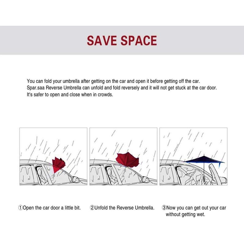 SIEPASA Spar. Saa Double Layer Inverted Umbrella with C-Shaped Handle,