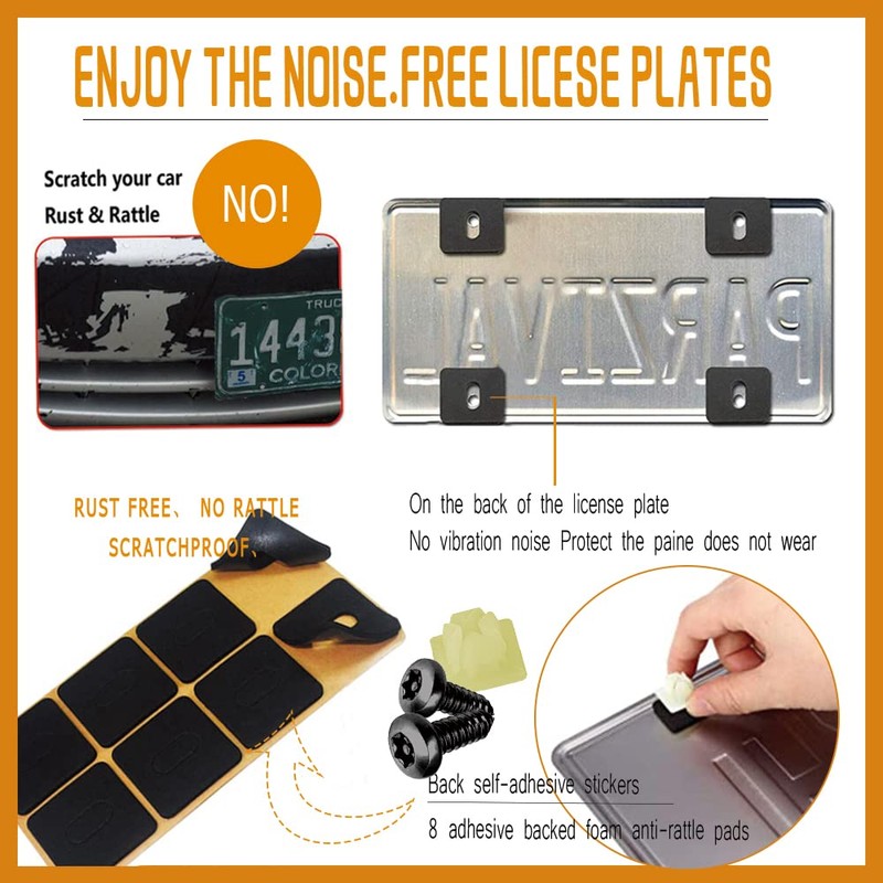 4 Set Black Anti Theft License Plate Screws Kits, Rustproof