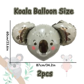 Koala Balloons Koala Bear Foil Birthday Balloons Jungle Themed Balloons Kids Birthday Party Supplies Baby Shower Party Decoration Brown 2pcs(Brown)