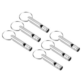 PATIKIL Emergency Whistles, 6 Pack Safety Whistle with Keychain Loud Sound Aluminum Outdoor Survival Whistle for Camping Hiking, Silver
