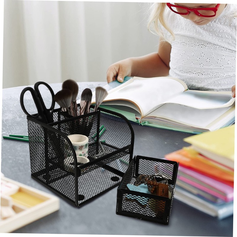 Operitacx Mesh Pencil Holder with Drawer Multi Functional Desk Organizer