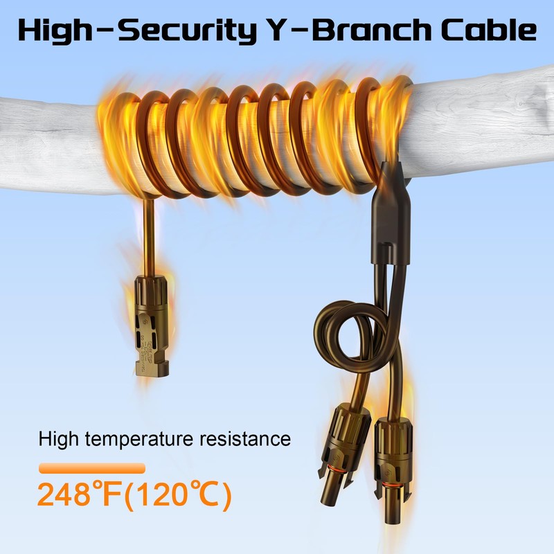 Bateria Power Y-Branch Solar Connectors 21FT 10AWG Extension Cable, Solar
