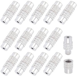 SUNNYCLUE 1 Box 100Pcs Barrel Screw Clasp Cord End Clasps Silver Metal Brass Twist Crimp Tube Cover Stopper Cords Ends Tip Caps Clasp for Jewellery Making Bracelets Necklaces Leather DIY Crafts