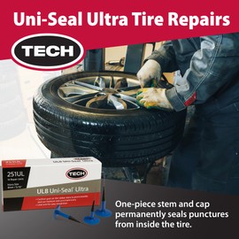 UL8 Uni-Seal Ultra Tire Repairs - One-Piece Stem and Cap Permanently Seals Punctures from Inside The Tire up to 5/16" (8mm), Box of 14