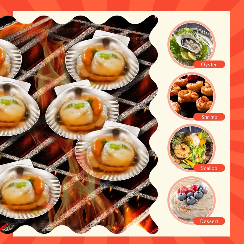 Baderke 50 Pcs Grillable Shells Stainless Steel Reusable All Purpose
