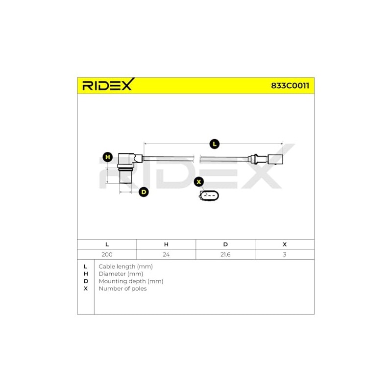 RIDEX Crankshaft Sensor 833C0011 0.06 kg